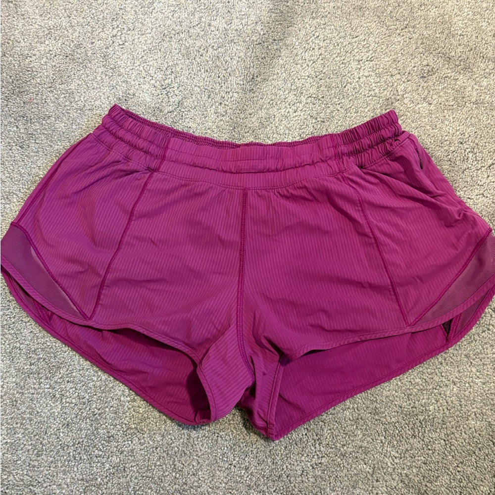 Purple Lululemon hotty hots, size 8, 2.5 inseam